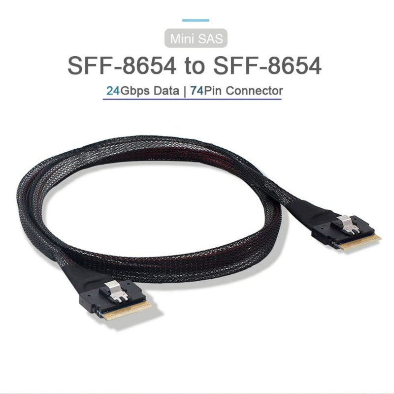 Chenyang CY SFF-8654 8i 74pin Host Male to SFF-8654 74Pin Male PCI-E Slimline SAS 4.0 Target Cable 50cm - Image 2